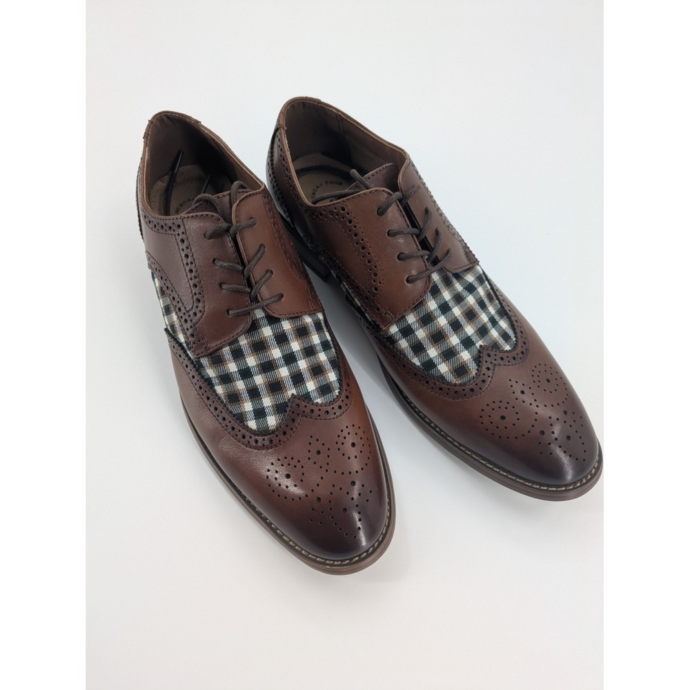 STACY ADAMS Mens Size 9.5 Brown Dutton Wingtip‎ Oxford Shoes 21405-229